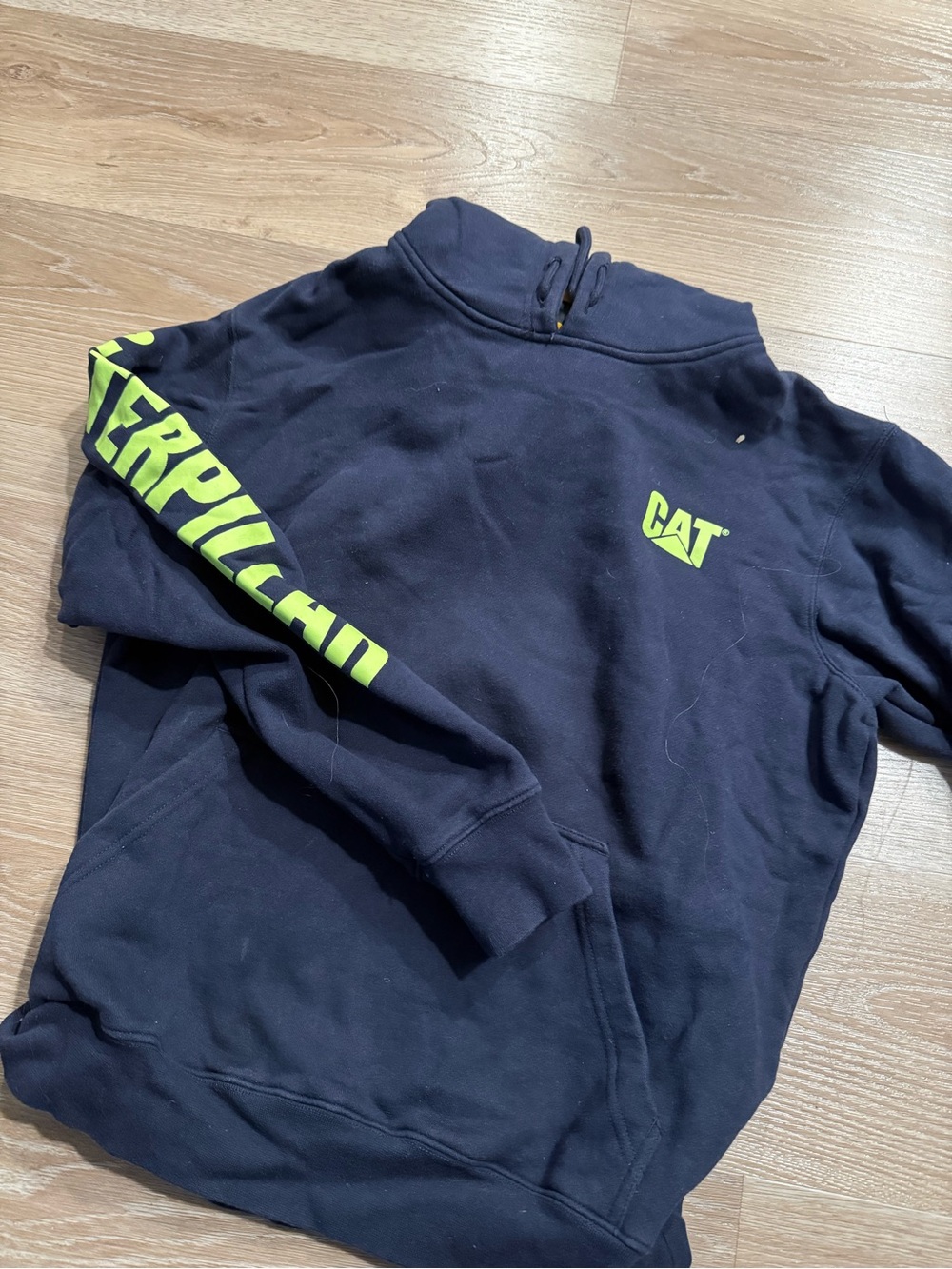 Caterpillar Navy Zip-Up Sweater with Lime Logo